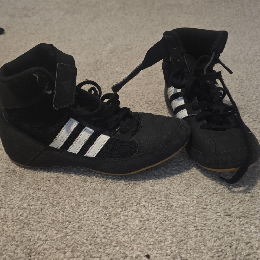 Adidas Black Wrestling Shoes with White Accents